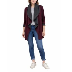 New York & Co. Burgundy and Gray cardigan